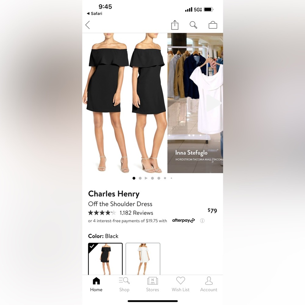 Charles & Henry Black Off the Shoulder Dress